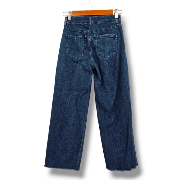 William Rast Junior Women Frayed Hem Wide Leg Crop Jeans Dark Wash Size 24 - Picture 2 of 13